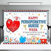 Lofaris Red Glitter Happy Perioperative Nurse Week Backdrop